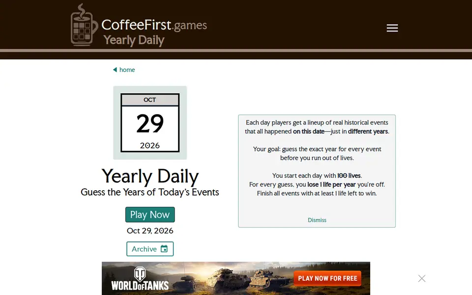 Screenshot of Yearly Daily