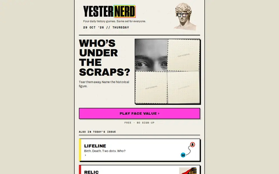 Screenshot of Yesternerd