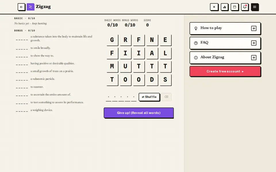 Screenshot of Zigzag